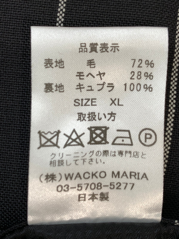 【中古品】【メンズ】 WACKO MARIA×DORMEUIL ワコマリア ドーメル PLEATED TROUSERS TYPE-2 プリーテッド トラウザーズ タイプ ツー WMGP-WMP-TR03 ボトムス パンツ スラックス 153-260804-hu-27-min サイズ：XL カラー：ブラック（ストライプ） 万代Net店