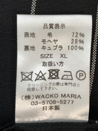 【中古品】【メンズ】 WACKO MARIA×DORMEUIL ワコマリア ドーメル PLEATED TROUSERS TYPE-2 プリーテッド トラウザーズ タイプ ツー WMGP-WMP-TR03 ボトムス パンツ スラックス 153-260804-hu-27-min サイズ：XL カラー：ブラック（ストライプ） 万代Net店