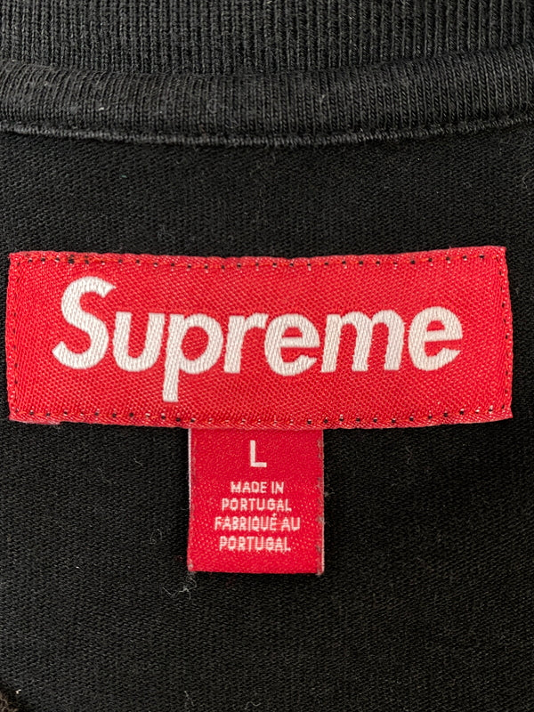 【中古品】【メンズ】 SUPREME シュプリーム RAISED SCRIPT S S TOP レイズド スクリプト ショートスリーブ トップ 半袖 ティーシャツ Ｔシャツ 149-260804-hu-09-min サイズ：L カラー：ブラック 万代Net店