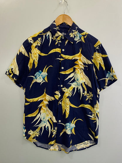 【中古品】【メンズ】 STUSSY ステューシー AROHA SHIRT アロハ シャツ 半袖 ショートスリーブ 142-260804-hu-07-min サイズ：M カラー：ネイビー/イエロー 万代Net店
