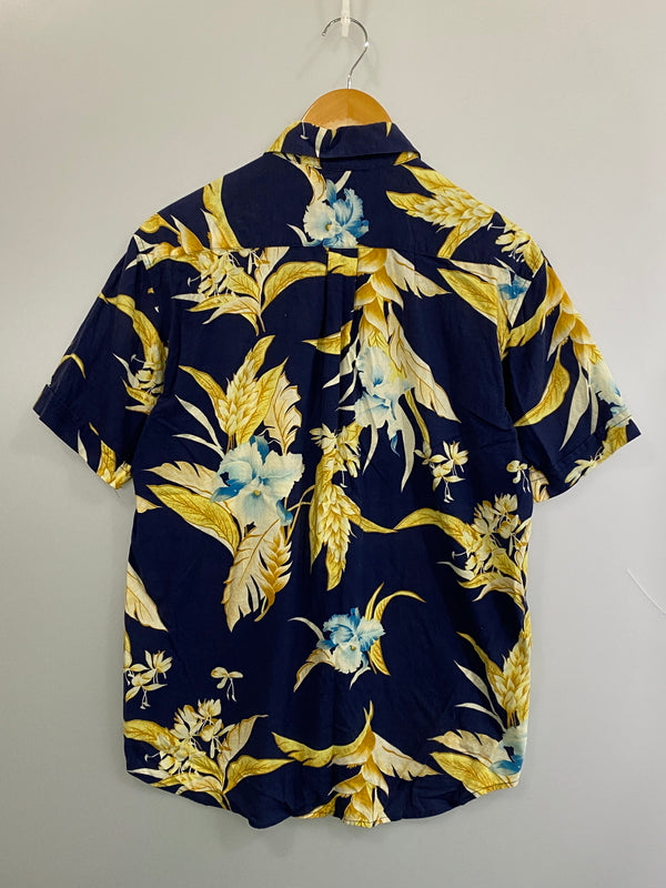 【中古品】【メンズ】 STUSSY ステューシー AROHA SHIRT アロハ シャツ 半袖 ショートスリーブ 142-260804-hu-07-min サイズ：M カラー：ネイビー/イエロー 万代Net店