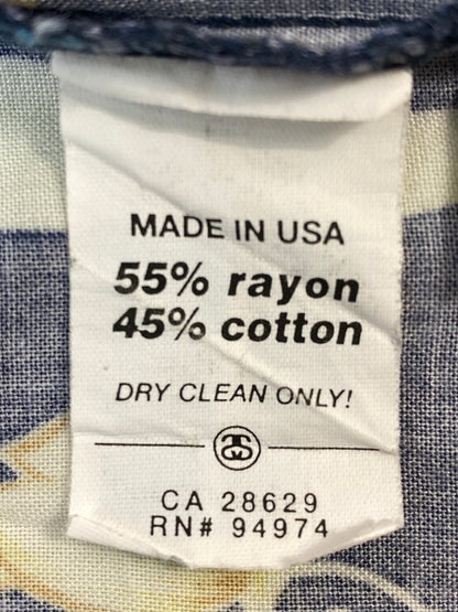 【中古品】【メンズ】 STUSSY ステューシー AROHA SHIRT アロハ シャツ 半袖 ショートスリーブ 142-260804-hu-07-min サイズ：M カラー：ネイビー/イエロー 万代Net店