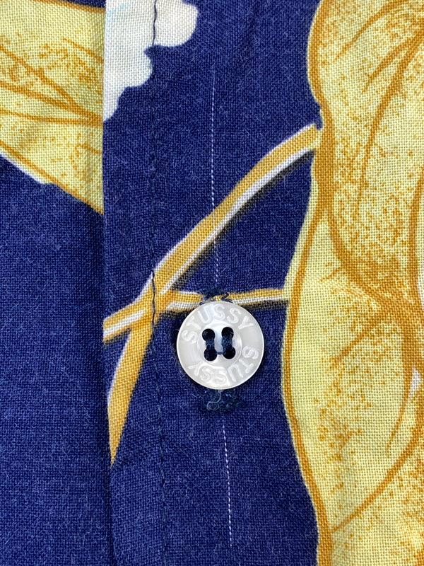 【中古品】【メンズ】 STUSSY ステューシー AROHA SHIRT アロハ シャツ 半袖 ショートスリーブ 142-260804-hu-07-min サイズ：M カラー：ネイビー/イエロー 万代Net店