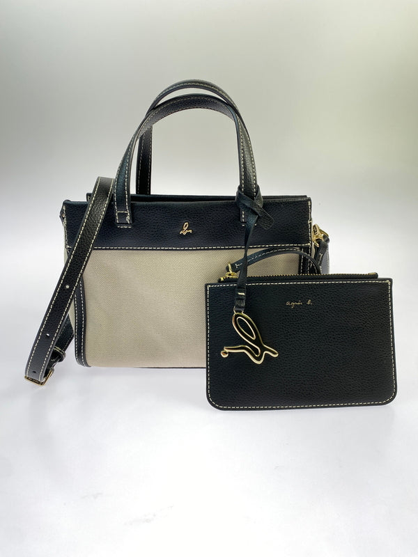 【中古品】【レディース】 AGNES B. アニエスベー IS11KZ-01 2WAY ミニ BAG バッグ 188-260805-zi-38-min カラー：ブラック/ベージュ 万代Net店
