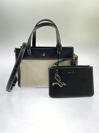 【中古品】【レディース】 AGNES B. アニエスベー IS11KZ-01 2WAY ミニ BAG バッグ 188-260805-zi-38-min カラー：ブラック/ベージュ 万代Net店