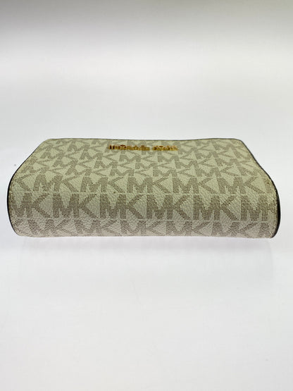 【中古品】【レディース】 MICHAEL KORS マイケルコース JET SET TRAVEL WALLET ジェットセットトラベル MKシグネチャー 二つ折り財布 200-260806-yn-24-min カラー：オフホワイト 万代Net店