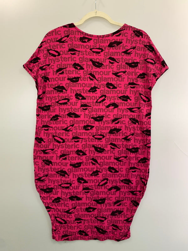 【中古品】【レディース】 HYSTERIC GLAMOUR ヒステリックグラマー LIP ONE-PIECE リップ ワンピース 0103CO03 170-260804-hu-56-min サイズ：FREE カラー：ピンク/ブラック 万代Net店