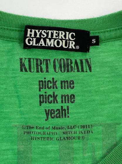 【中古品】【メンズ】 HYSTERIC GLAMOUR ヒステリックグラマー 0211CT03 KURT COBAIN TEE カートコバーン Tシャツ トップス 140-260805-zi-01-min サイズ：S カラー：グリーン 万代Net店