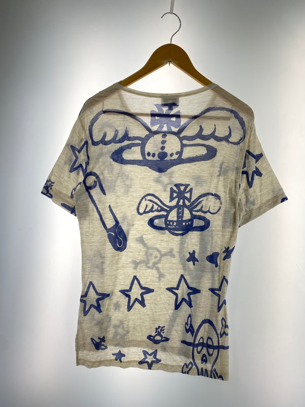 【現状渡し品】【メンズ】 VIVIENNE WESTWOOD ヴィヴィアンウエストウッド VW-M1-88062 落書き柄 TEE Tシャツ トップス 141-260805-zi-09-min サイズ：44 万代Net店
