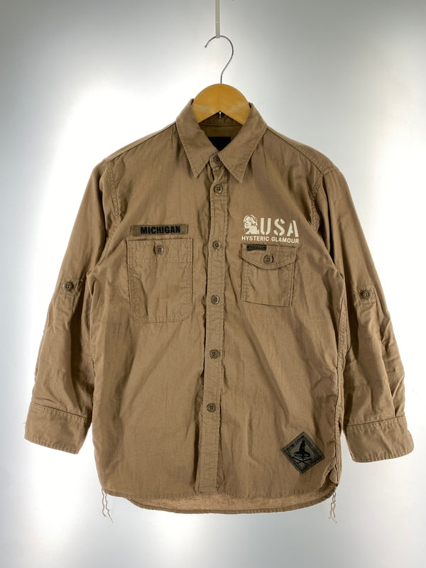 【中古品】【メンズ】 HYSTERIC GLAMOUR ヒステリックグラマー 0222AH02 MILITARY SHIRT ミリタリーシャツ 140-260805-zi-05-min サイズ：S カラー：ライトブラウン 万代Net店
