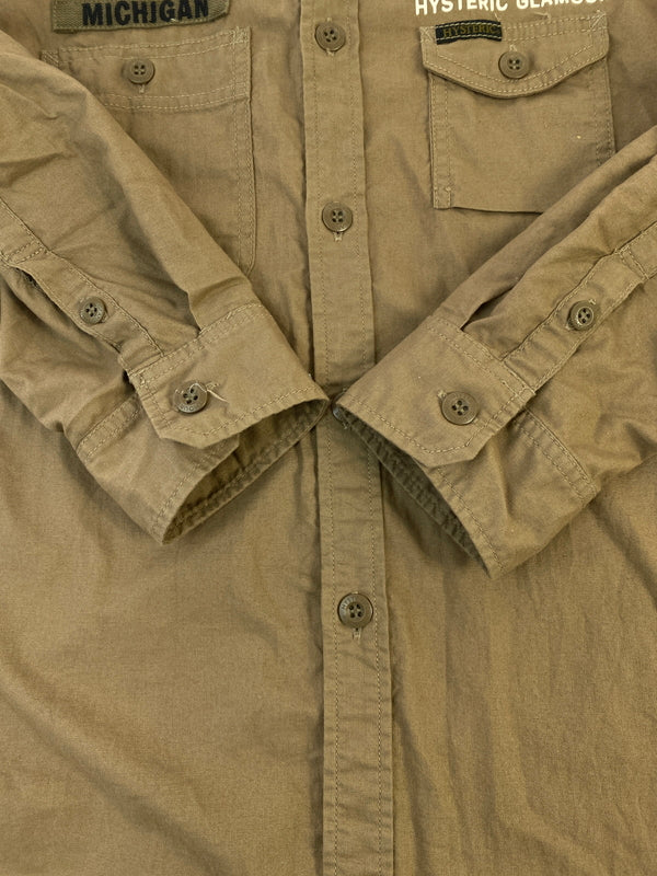 【中古品】【メンズ】 HYSTERIC GLAMOUR ヒステリックグラマー 0222AH02 MILITARY SHIRT ミリタリーシャツ 140-260805-zi-05-min サイズ：S カラー：ライトブラウン 万代Net店