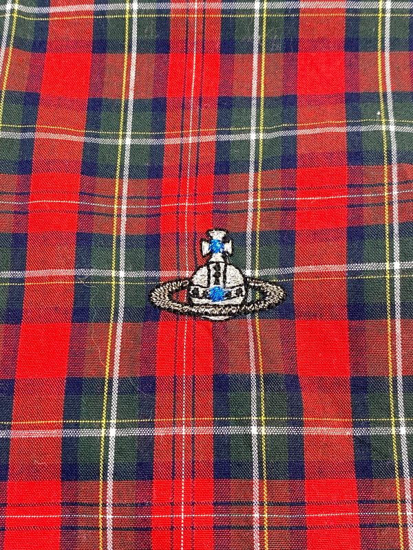 【中古品】【メンズ】 VIVIENNE WESTWOOD ヴィヴィアンウエストウッド VW-WR-82043 CHECK S S SHIRT シャツ 141-260805-zi-10-min サイズ：44 カラー：レッド/グリーン 万代Net店
