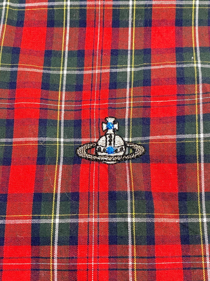 【中古品】【メンズ】 VIVIENNE WESTWOOD ヴィヴィアンウエストウッド VW-WR-82043 CHECK S S SHIRT シャツ 141-260805-zi-10-min サイズ：44 カラー：レッド/グリーン 万代Net店