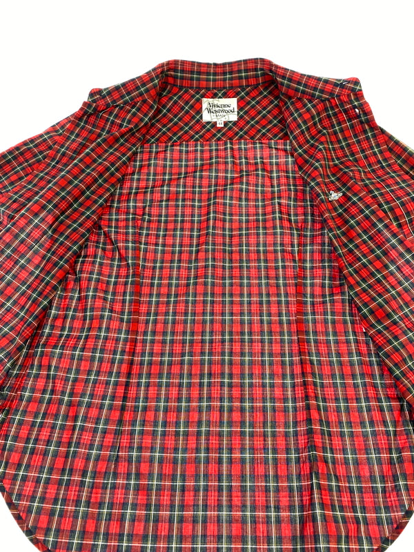 【中古品】【メンズ】 VIVIENNE WESTWOOD ヴィヴィアンウエストウッド VW-WR-82043 CHECK S S SHIRT シャツ 141-260805-zi-10-min サイズ：44 カラー：レッド/グリーン 万代Net店