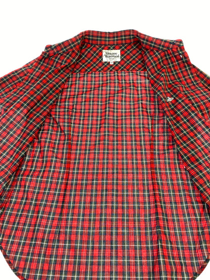 【中古品】【メンズ】 VIVIENNE WESTWOOD ヴィヴィアンウエストウッド VW-WR-82043 CHECK S S SHIRT シャツ 141-260805-zi-10-min サイズ：44 カラー：レッド/グリーン 万代Net店