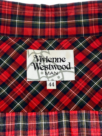 【中古品】【メンズ】 VIVIENNE WESTWOOD ヴィヴィアンウエストウッド VW-WR-82043 CHECK S S SHIRT シャツ 141-260805-zi-10-min サイズ：44 カラー：レッド/グリーン 万代Net店