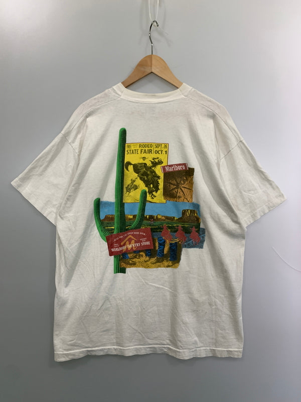 【中古品】【メンズ】 MARLBORO マールボロ マルボロ CACTUS RODEO COUNTRY STORE TEE ロデオ カントリー ストア ティー 半袖 ティーシャツ Ｔシャツ ショートスリーブ 146-260804-hu-55-min サイズ：XL カラー：ホワイト 万代Net店