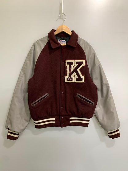 【中古品】【メンズ】 MECA SPORTSWEAR メカスポーツウェア WOOL STADIUM JACKET ウール スタジアム ジャケット スタジャン 上着 146-260811-hu-19-min サイズ：L カラー：グレー/ボルドー 万代Net店