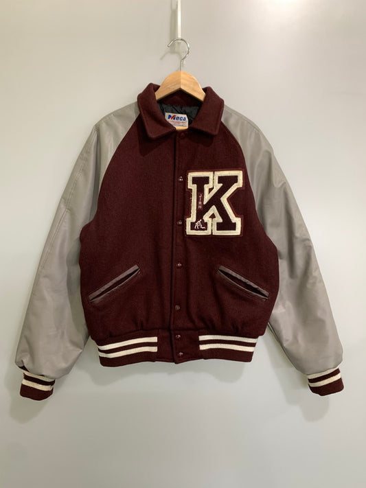 【中古品】【メンズ】 MECA SPORTSWEAR メカスポーツウェア WOOL STADIUM JACKET ウール スタジアム ジャケット スタジャン 上着 146-260811-hu-19-min サイズ：L カラー：グレー/ボルドー 万代Net店