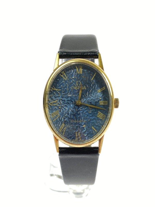 【中古品】【メンズ】 OMEGA GENEVE オメガジュネーブ 70's TEXTURED DIAL WATCH 70年代 テクスチャード ダイアル ウォッチ 腕時計 197-260806-yn-22-min カラー：ベルト：ブラック/文字盤：ネイビー 万代Net店