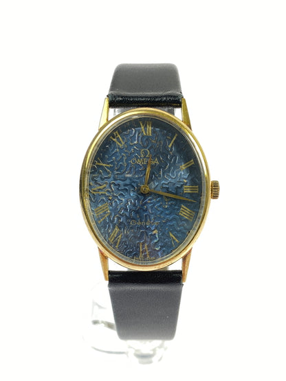 【中古品】【メンズ】 OMEGA GENEVE オメガジュネーブ 70's TEXTURED DIAL WATCH 70年代 テクスチャード ダイアル ウォッチ 腕時計 197-260806-yn-22-min カラー：ベルト：ブラック/文字盤：ネイビー 万代Net店
