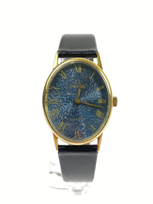 【中古品】【メンズ】 OMEGA GENEVE オメガジュネーブ 70's TEXTURED DIAL WATCH 70年代 テクスチャード ダイアル ウォッチ 腕時計 197-260806-yn-22-min カラー：ベルト：ブラック/文字盤：ネイビー 万代Net店