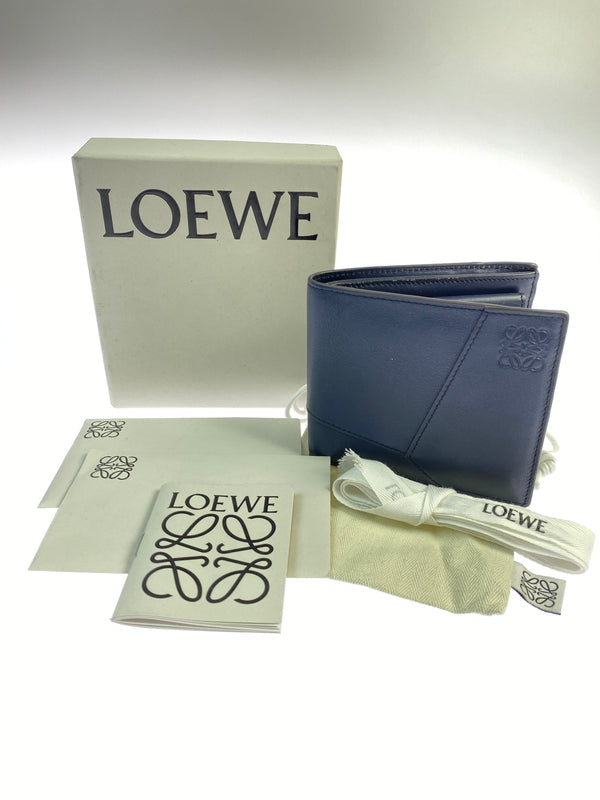 【現状渡し品】【メンズ/レディース】 LOEWE ロエベ PUZZLE FDGE BIFOLD COIN WALLET パズル バイフォールド コインウォレット 二つ折り財布 181-260806-yn-11-min カラー：ネイビー 万代Net店