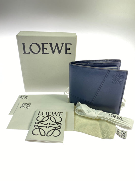 【現状渡し品】【メンズ/レディース】 LOEWE ロエベ PUZZLE FDGE BIFOLD COIN WALLET パズル バイフォールド コインウォレット 二つ折り財布 181-260806-yn-11-min カラー：ネイビー 万代Net店