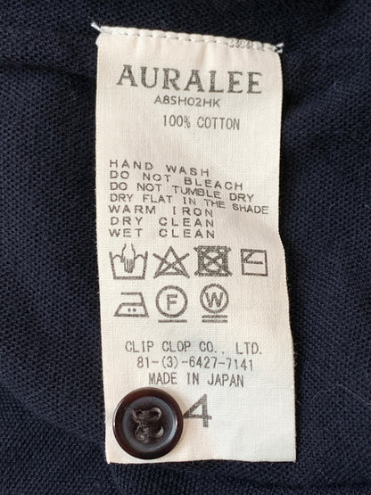 【中古品】【メンズ】 AURALEE オーラリー HIGH GAUGE PIQUE DOUBLE CLOTH HENLEY NECK ハイゲージ ピケ ダブルクロス ヘンリーネック A8SH02HK 半袖 ショートスリーブ ティーシャツ Tシャツ 140-260804-hu-57-min サイズ：4 カラー：ネイビー 万代Net店