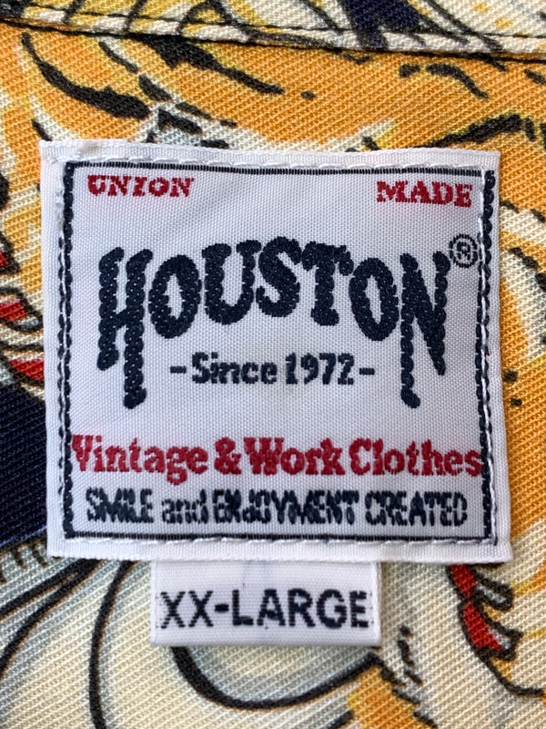【中古品】【メンズ】 HOUSTON ヒューストンALOHA SHIRTS DRAGON AND TIGER アロハシャツ 41196 半袖 シャツ ショートスリーブ 145-260804-hu-41-min サイズ：XXL カラー：ネイビー/ホワイト/イエロー 万代Net店