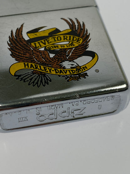 【中古品】【メンズ/レディース】 ZIPPO ジッポ HARLLEY DAVIDSON LIVE TO RIDE USA製 1992年製 ハーレーダビッドソン ライブ トゥ ライド オイルライター 206-260809-em-31-min カラー：シルバー 万代Net店