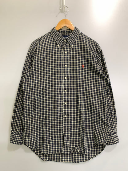 【中古品】【メンズ】 RALPH LAUREN ラルフローレン 90S LS BD CHECK SHIRT 90年代 チェックシャツ 長袖 ロングスリーブ 146-260812-hu-23-min サイズ：L カラー：ネイビー/ベージュ（チェック） 万代Net店