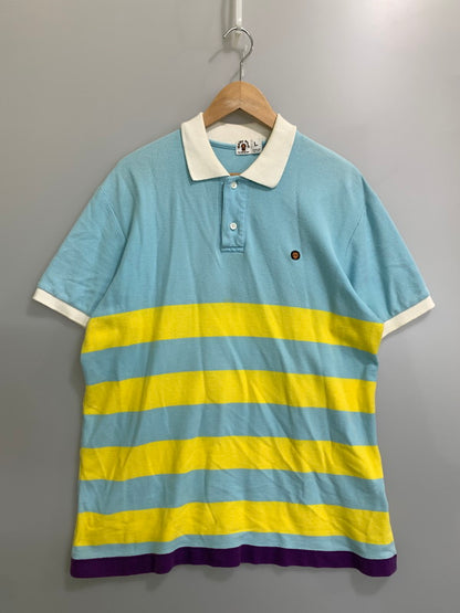 【中古品】【メンズ】 A BATHING APE アベイシングエイプ SS POLO SHIRT BABY MILO 半袖 ポロシャツ メンズ トップス 142-260809-em-42-min サイズ：L カラー：ライトブルー/イエロー/ホワイト 万代Net店