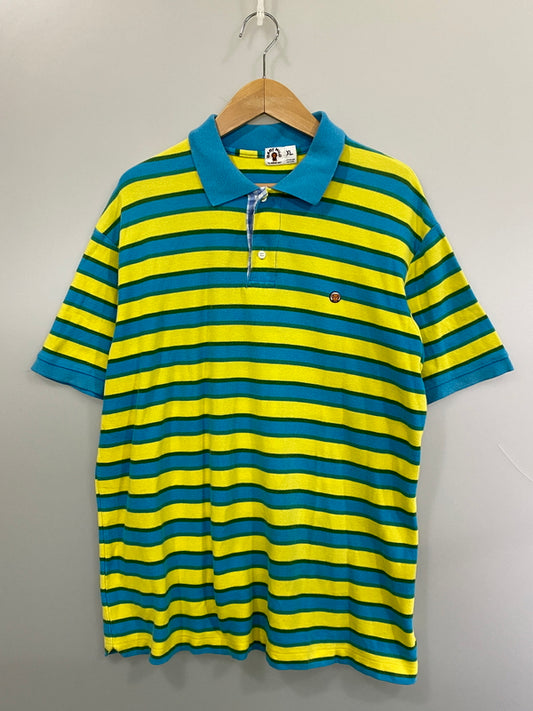 【中古品】【メンズ】 A BATHING APE アベイシングエイプ BABY MILO SS BORDER POLO SHIRT ベイビーSS ボーダーポロシャツ 半袖シャツ 142-260813-ta-19-min サイズ：XL カラー：マルチカラー 万代Net店