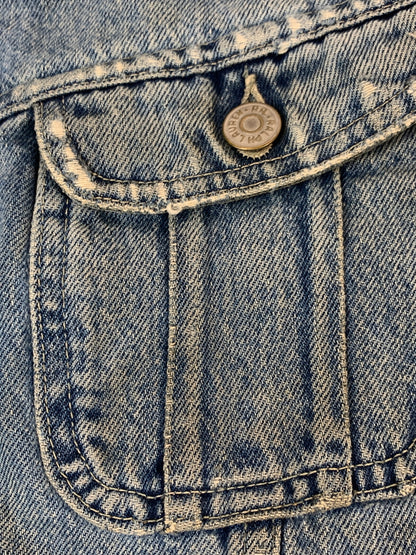 【中古品】【メンズ】 RRL ダブルアールエル 90's 101-J 三ツ星 DENIM JACKET 90年代 デニムジャケット 袖カットオフ ベスト トップス 145-260806-yn-05-min サイズ：M カラー：ライトインディゴ 万代Net店