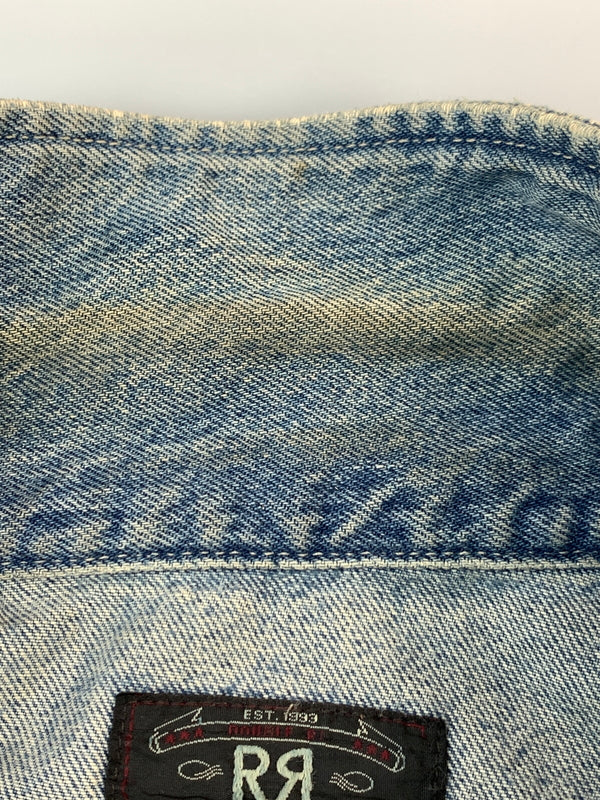 【中古品】【メンズ】 RRL ダブルアールエル 90's 101-J 三ツ星 DENIM JACKET 90年代 デニムジャケット 袖カットオフ ベスト トップス 145-260806-yn-05-min サイズ：M カラー：ライトインディゴ 万代Net店