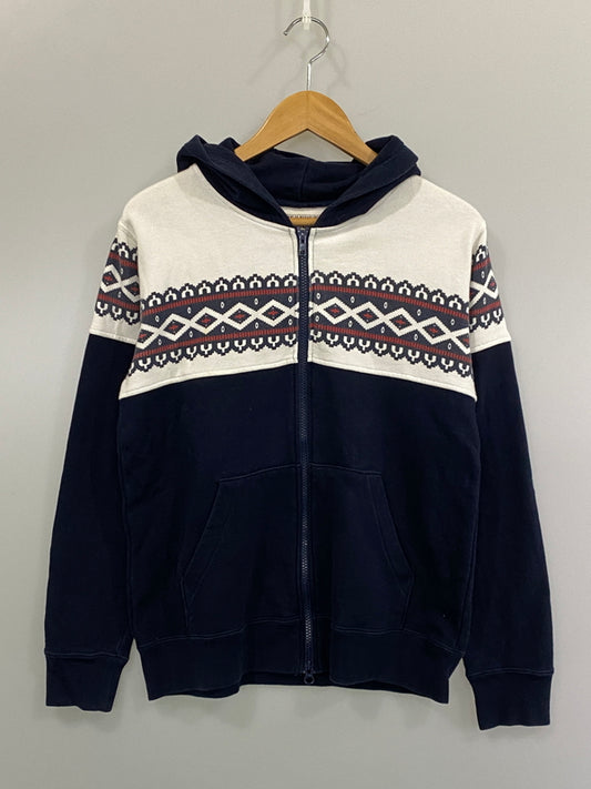 【中古品】【メンズ】 BACK NUMBER バックナンバー 雪柄 ZIP HOODIE ジップフーディ パーカー トップス 147-260807-jt-38-min サイズ：S カラー：ネイビー/ホワイト 万代Net店
