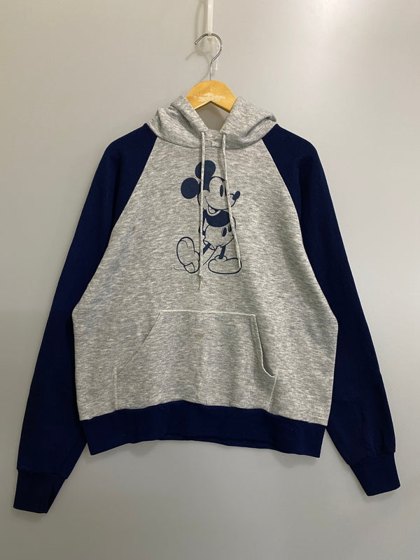 【中古品】【メンズ】 DISNEY CASUAL ディズニーカジュアル 80年代 2TONE HOODIE ツートン フーディ パーカー トップス 146-260807-jt-09-min サイズ：XL カラー：グレー/ネイビー 万代Net店