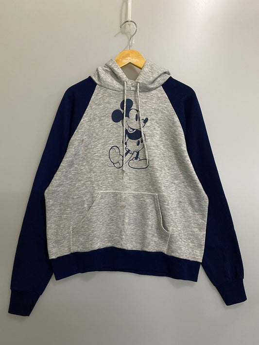 【中古品】【メンズ】 DISNEY CASUAL ディズニーカジュアル 80年代 2TONE HOODIE ツートン フーディ パーカー トップス 146-260807-jt-09-min サイズ：XL カラー：グレー/ネイビー 万代Net店