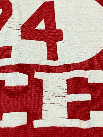 【中古品】【メンズ】 CHAMPION チャンピオン90's REVERSE WEAVE HOODIE 90年代 リバースウィーブ 3段プリント フーディー パーカー トップス 146-260806-yn-04-min サイズ：MEDIUM カラー：レッド 万代Net店
