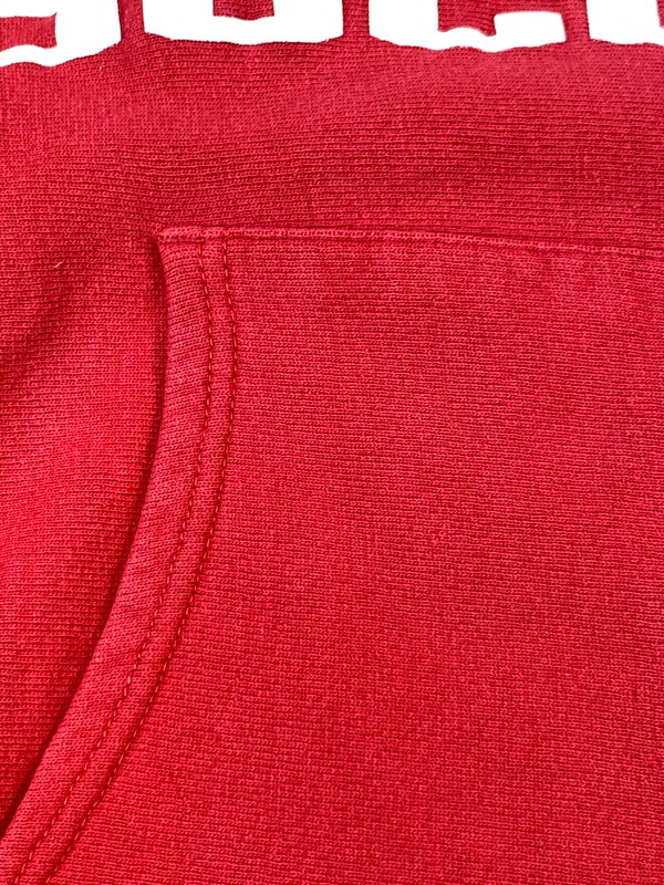 【中古品】【メンズ】 CHAMPION チャンピオン90's REVERSE WEAVE HOODIE 90年代 リバースウィーブ 3段プリント フーディー パーカー トップス 146-260806-yn-04-min サイズ：MEDIUM カラー：レッド 万代Net店