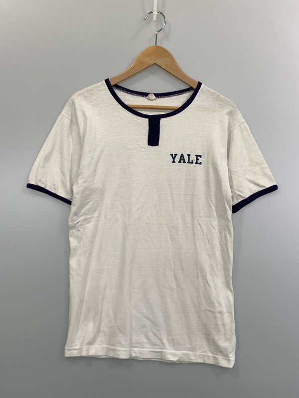【中古品】【メンズ】 CHAMPION チャンピオン 60's RINGER TEE 60年代 チョコチン リンガーTシャツ YALE C中ランタグ 半袖Tシャツ トップス 146-260806-yn-02-min サイズ：MEDIUM 38-40 カラー：ホワイト 万代Net店