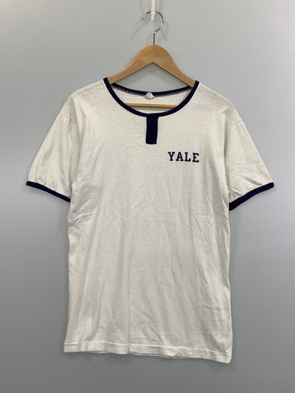 【中古品】【メンズ】 CHAMPION チャンピオン 60's RINGER TEE 60年代 チョコチン リンガーTシャツ YALE C中ランタグ 半袖Tシャツ トップス 146-260806-yn-02-min サイズ：MEDIUM 38-40 カラー：ホワイト 万代Net店