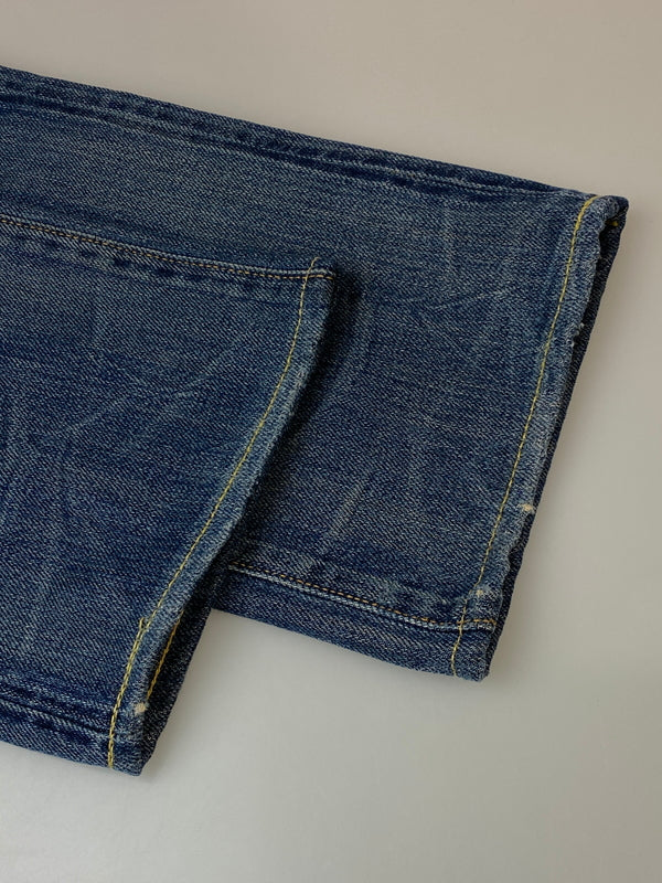 【中古品】【メンズ】 RRL ダブルアールエル DAMAGE SELVEDGE DENIM PANTS ダメージ セルビッジ デニムパンツ ボトムス 156-260807-jt-29-min サイズ：28 × 30 カラー：インディゴ 万代Net店