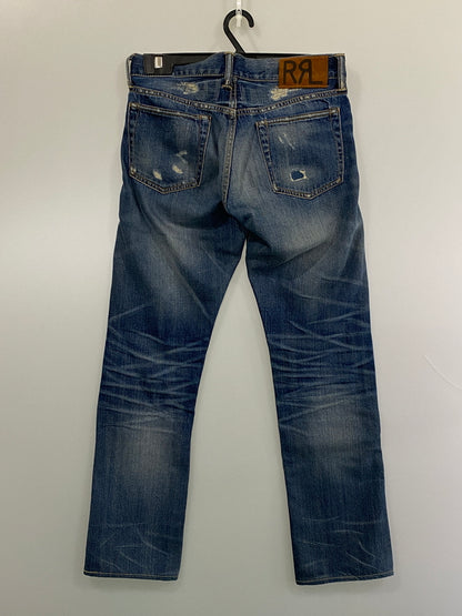 【中古品】【メンズ】 RRL ダブルアールエル DAMAGE SELVEDGE DENIM PANTS ダメージ セルビッジ デニムパンツ ボトムス 156-260807-jt-29-min サイズ：28 × 30 カラー：インディゴ 万代Net店
