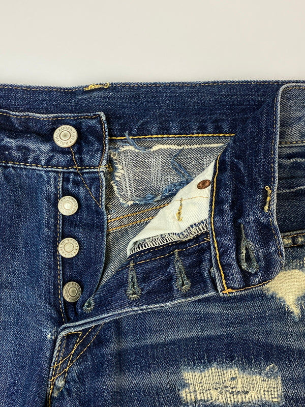 【中古品】【メンズ】 RRL ダブルアールエル DAMAGE SELVEDGE DENIM PANTS ダメージ セルビッジ デニムパンツ ボトムス 156-260807-jt-29-min サイズ：28 × 30 カラー：インディゴ 万代Net店