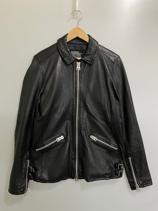 【中古品】【メンズ】 NANO UNIVERSE ナノ ユニバース NUC43LO0700SH SEEP SKIN LEATHER JACKET シープスキン レザージャケット アウター 147-260807-jt-13-min サイズ：M カラー：ブラック 万代Net店