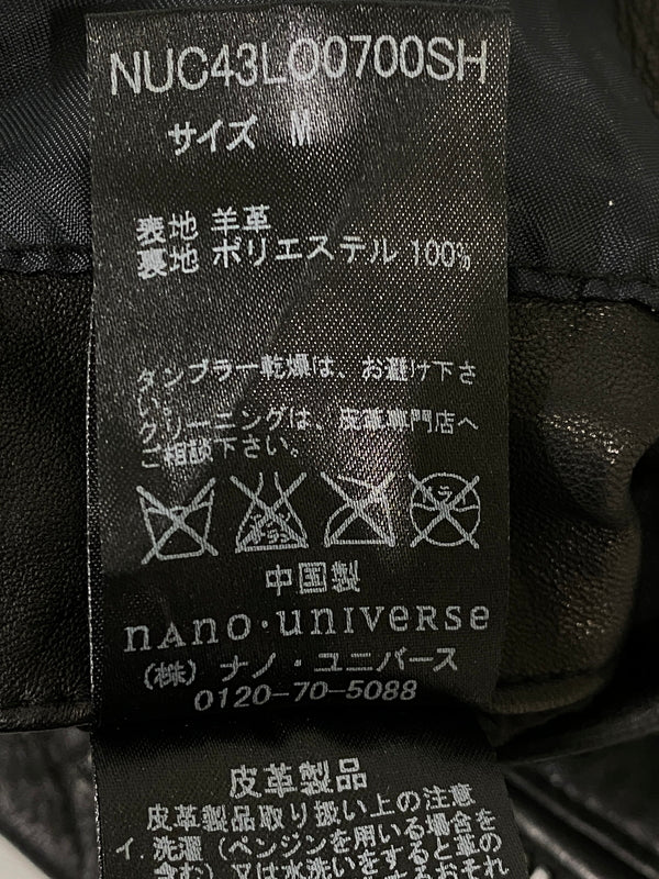 【中古品】【メンズ】 NANO UNIVERSE ナノ ユニバース NUC43LO0700SH SEEP SKIN LEATHER JACKET シープスキン レザージャケット アウター 147-260807-jt-13-min サイズ：M カラー：ブラック 万代Net店