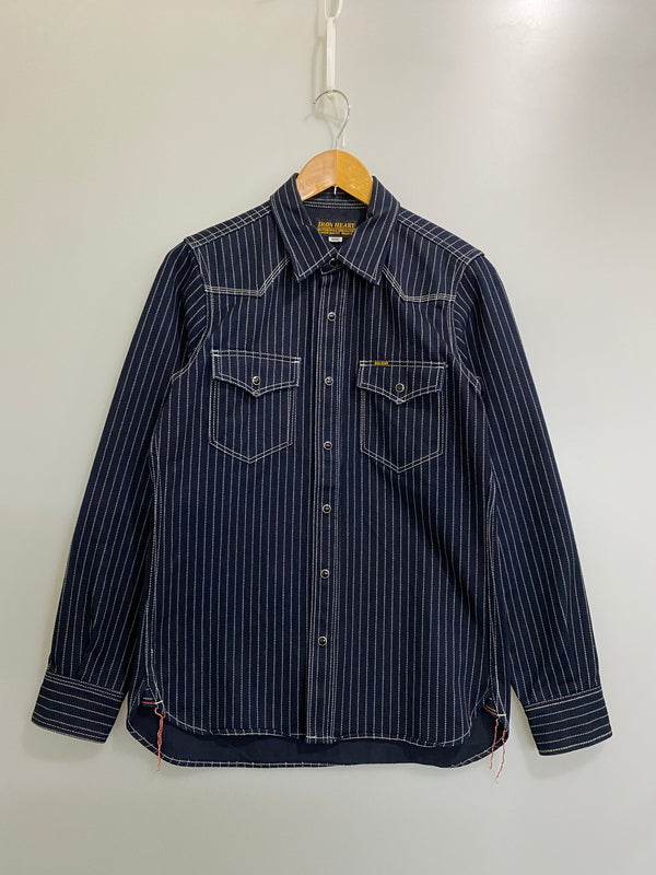 【中古品】【メンズ】 IRON HEART アイアンハート WABASH WESTERN SHIRT ウォバッシュ ウエスタンシャツ 長袖シャツ トップス 145-260806-yn-31-min サイズ：SMALL カラー：ネイビー 万代Net店