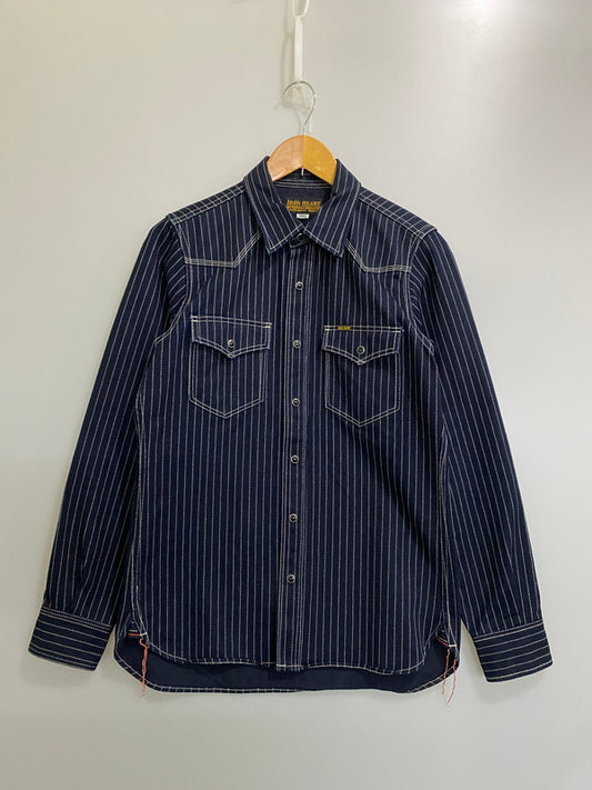 【中古品】【メンズ】 IRON HEART アイアンハート WABASH WESTERN SHIRT ウォバッシュ ウエスタンシャツ 長袖シャツ トップス 145-260806-yn-31-min サイズ：SMALL カラー：ネイビー 万代Net店